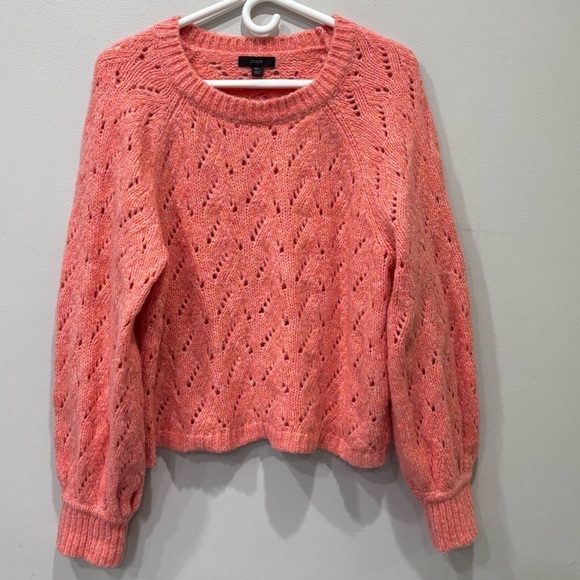 J. Crew Sweaters - J.Crew Open Knit Pointelle Balloon Sleeve Wool Blend Sweater Women’s Size XL